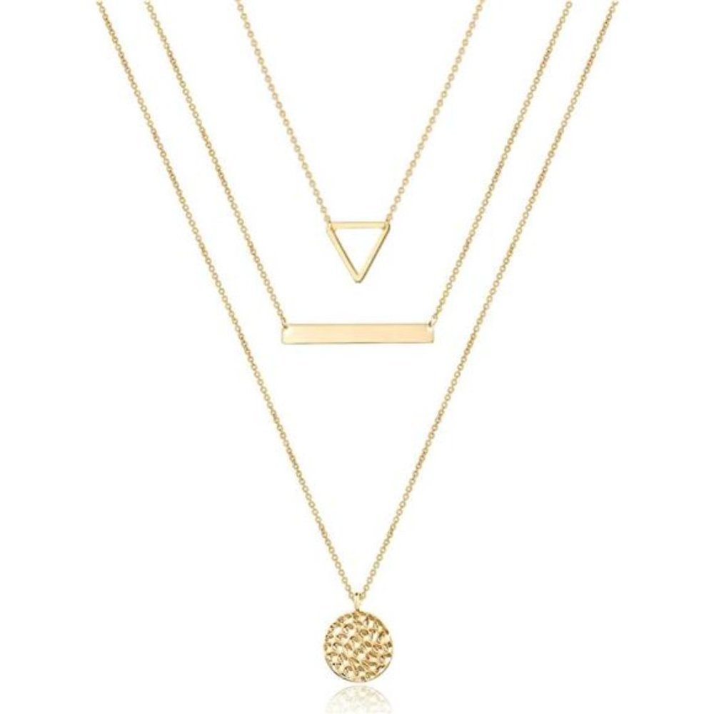 Dainty Layered Choker Necklace, Handmade 14K Gold Plated Y Pendant Necklace